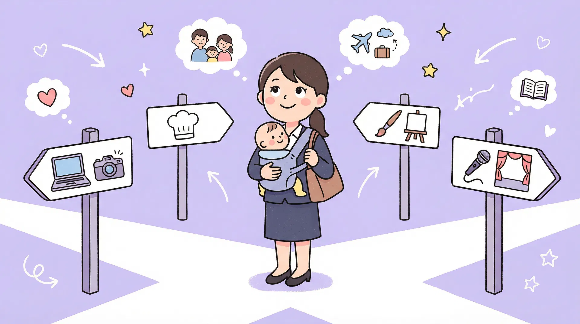 自動売買に入れておく金額を家計簿の横で考えるママのイラスト